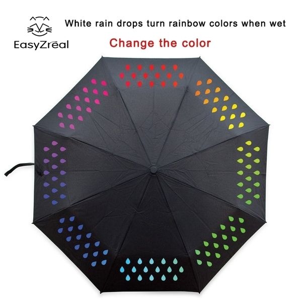 Creative 1pcs couleur changeante parapluie dégradé arc-en-ciel Nouveauté parapluie de poche pluie femmes parasol dames parapluies inversés Y200324