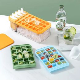 Creativo 24 rejillas bandeja de hielo de doble capa molde de repostería dos en uno grado alimenticio DIY caja de almacenamiento de hielo de gran capacidad con tapa
