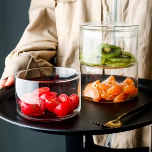 Creative 3 couches empilables style européen créatif résistant à la chaleur bol à salade en verre avec couvercle fruits conteneur transparent stockage 201214