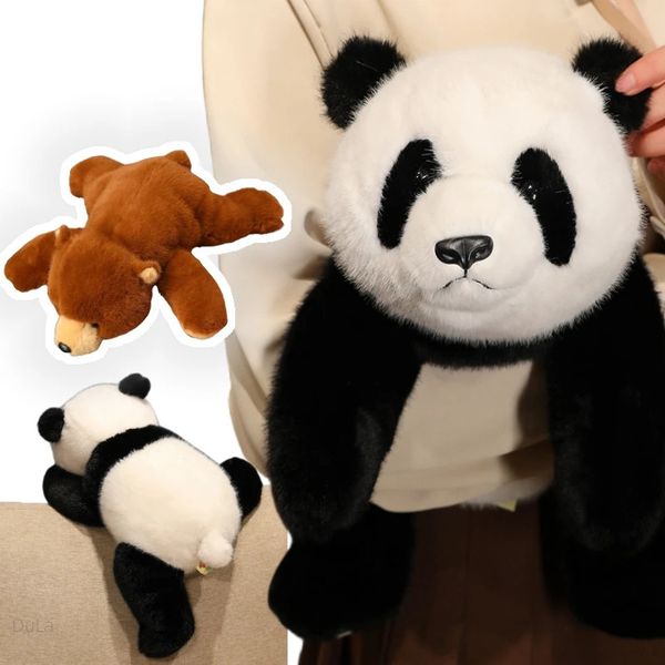 Creative 30/45/65 cm Simulación Bear Panda Animal relleno Soft Fluffty Lie Propone Toys Funny Toys Decor Girls Regalo de cumpleaños de Navidad 240329
