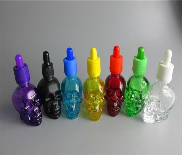 Bottillas creativas de 30 mlcc de vidrio de cráneo vacío para botellas de perfume de aceites esenciales eliquid en recargable4570411