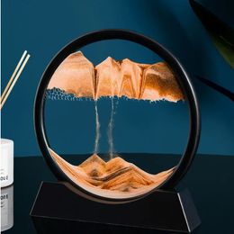 Creatieve 3D Moving Sand Art Oranment Liquid Hourglass Flowing Sandscape Quicksand Home Decor Gift Decorative Figurines 240528