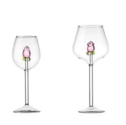 Verres à vin créatifs 3D Rose intégrés, verres à vin rouge et blanc, verres à pied, flûte à Champagne, joli cadeau pour la maison