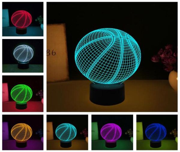 Creative 3D Sports Basketball Ball LED Illusión RGB Cambio de color Cambio de gradiente Lámpara de visión Noche Atleta Niños Niños 76155556