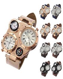 Créative 4 cadrans bracelet numérique regarde les hommes chic à double mouvement quartz watch thermomètre extérieur imperméable horloge de boussole H5235606