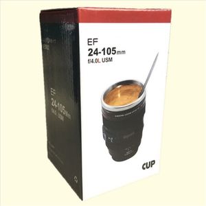 Creative 400 ml en acier inoxydable caméra lentille forme auto-remuant tasses tasse bureau Thermos café thé tasse nouveauté cadeaux Cool noir 20198b