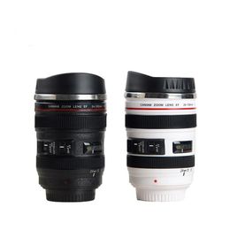 Creatieve 400 ml camera lens mok draagbare roestvrijstalen tuimelaar reismelk koffie mokken nieuwigheid camera-lenzen dubbele laag cups SN5069