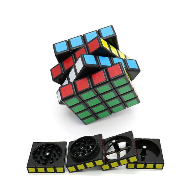 Creative 60mm Smoke Grinder 4 couches Rubik's Cube en alliage de zinc coupe tabac cigarette rouleau broyeurs broyeur accessoires pour fumer cadeau