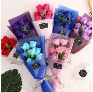 Creative 7 Petits Bouquets de Rose Fleur Simulation Savon Fleur pour Mariage Saint Valentin Fête Des Mères Fête Des Enseignants Cadeaux G0517