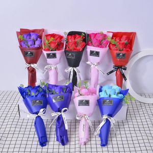 Creative 7 petits bouquets de fleur de savon de simulation de fleur de rose pour le mariage Saint Valentin Fête des mères Cadeau de fête des enseignants Fleurs décoratives SN4368