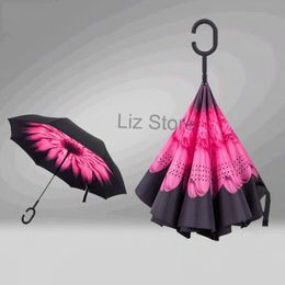 Creatieve 8 Kleuren Omgekeerde Paraplu Dubbele Laag Met C Handvat Binnenstebuiten Reverse Winddicht Zonnige Regenachtige Paraplu TH1012