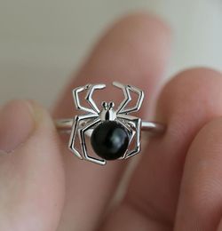 Creative 925 Silver Compated Simulate Spider Inlay Ring Popular Insect Jewelry Women Girls Party Gift US Size 6102417943