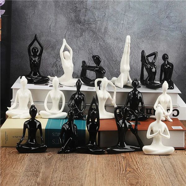 Arte abstracto creativo, posturas de Yoga de cerámica, figura de porcelana para mujer, estatua para el hogar, Yoga, estudio de mujer, decoración de escritorio, adorno 240122