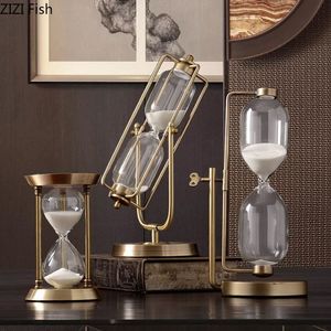 Creatieve legering Sandglas metalen Timing Hourglas 30 Minutes Countdown Timer Clock Golden Timing Adornment Desktop ornamenten