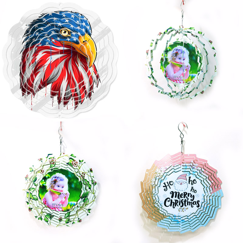 Creative Aluminum Sublimation DIY Wind Spinner 20cm 25cm Christmas Home Decors Double Sided Circle Garden Wind Chimes