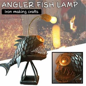 Lampe de bureau créative en forme de poisson, requin, veilleuse USB en métal, lanterne artistique, décoration de Table, chambre à coucher, cadeau pour la maison, 240129