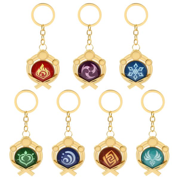 Porte-clés anime créatif autour de l'oeil de Dieu Porte-clés verre lumineux double face Porte-clés animation secondaire bijoux pendentif en métal