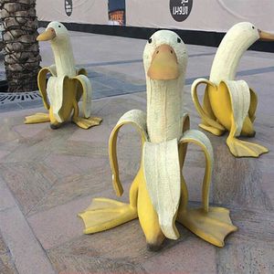 Décoration de jardin de canard banane, Art créatif, Statue d'animaux de cour extérieure, Figurines de paysage de pelouse, ornements de bureau