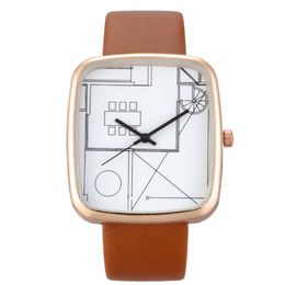 Creative Art Simple cwp Quartz Dameshorloge WISH Fashion Rechthoekige horloges 36MM Diameter Wristwatches311l