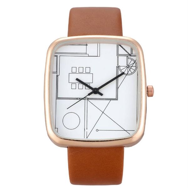 Arte creativo Simple cwp Reloj de cuarzo para mujer WISH Moda Relojes rectangulares 36MM Diámetro Wristwatches245R