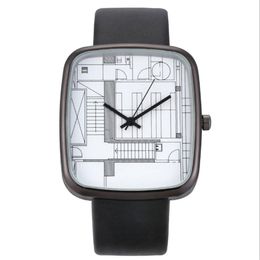 Creatieve Kunst Eenvoudige Wijzerplaat cwp Quartz Dameshorloge WISH Mode Rechthoekige Horloges 36 MM Diameter Graceful Watches296V