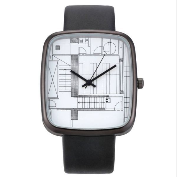 Creative Art Simple Dial CWP Quartz Womens Watch Wish Wish Fashion Rectangular Watches 36 mm de diamètre gracieux montre 300T