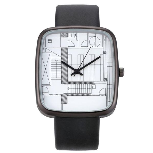 Reloj de cuarzo cwp con esfera Simple de arte creativo para mujer, relojes rectangulares de moda WISH, relojes de pulsera elegantes de 36MM de diámetro 263A