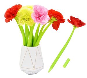 Creatieve kunstbloemen gel inktpen Chrysanthemum Ballpoint Pen Canter Rolerbalpen Vloeistof Zwart 0,5 mm Party Decoratie Gunsten Geschenk voor Mom Women Girl