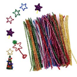 Creative Arts and Crafts Supplies 100 stuks/pack Metallic Pipe Cleaners Glitterchenille stengels voor DIY Crafts Decorations Creative School Projects (6 mm x 12 inch,