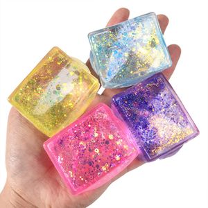 Creatief Aurora Fidget-speelgoed Mini squishy ijsblok Langzaam stijgend Knijpbal Zacht Hoge rek Mochi Kawaii Transparante kubus Stressverlichting Zintuiglijk speelgoed 2906