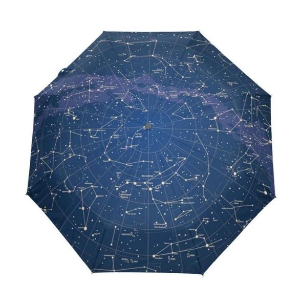 Creativo automático 12 universo galaxia espacio estrellas paraguas estrella mapa cielo estrellado paraguas plegable para mujeres T2001171348860