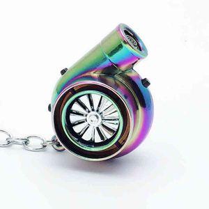 Creative Automobile Turbine Sigarettenaansteker Sleutelhanger Business USB oplaadbare metalen auto hanger