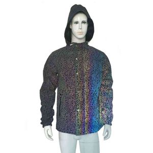 Creatieve herfst en winter lichtgevende mannen damesjassen mode brying reflecterende jas nachtclub fase prestatie kleding 211207