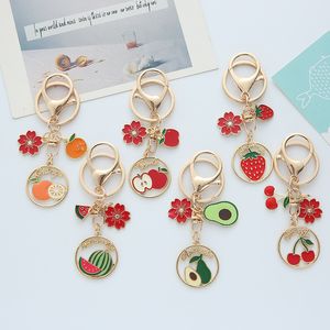 Creatief Avocado Strawberry Keychain Cadeau Leuke fruit Cherry Student Backpack Keychains sieraden Hanger in bulk