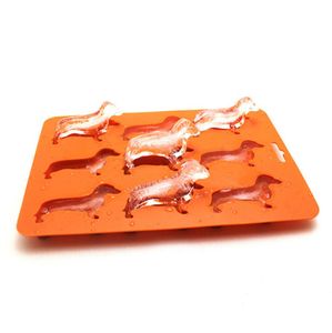 Creatieve bakvormen Silicone Dachshund Puppy -vormige ijskubus Chocolade koekje Mold Tray Bar Pub Wine Ice Blocks Maker