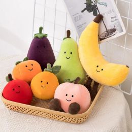 Creative banane en peluche poupées jouets pêche aubergine poire oreiller fruits fête poupée cadeau pour enfants