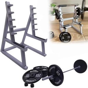 Créative Barqueau Rack Holder Mini Squat Rack Ornements avec des haltères et des poids Organisateur de bureau cadeau drôle de haltérophilie 240418