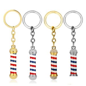 Poteau de salon de coiffure créatif, porte-clés 3D, pendentif, collier, bague, livraison directe Dhyvo