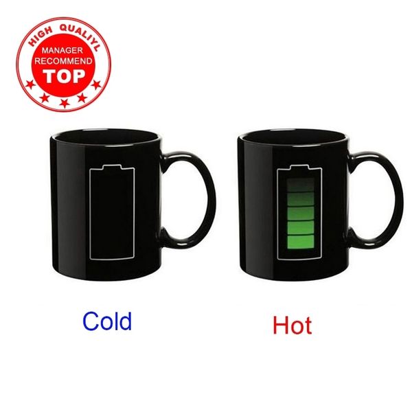 Batterie créative tasse magique énergie positive couleur changeante tasse en céramique décoloration café thé tasses de lait nouveauté cadeaux 201029