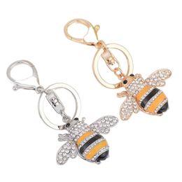 Creatieve Bee Auto Sleutelhanger Zinklegering Metalen Sleutelhanger Kerstcadeau Mode Strass Diamant Persoonlijkheid Sleutelhanger Hanger