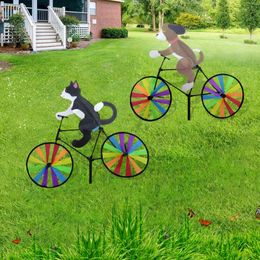 Spinners creativos de viento de bicicleta Decoración del jardín del jardín del polo de pie 240412
