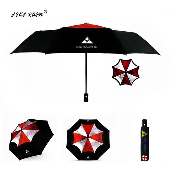 Creative Biohazard Umbrella Rain Women Paraguas plegables automáticos a prueba de viento Niños Anime Anti-UV Sun