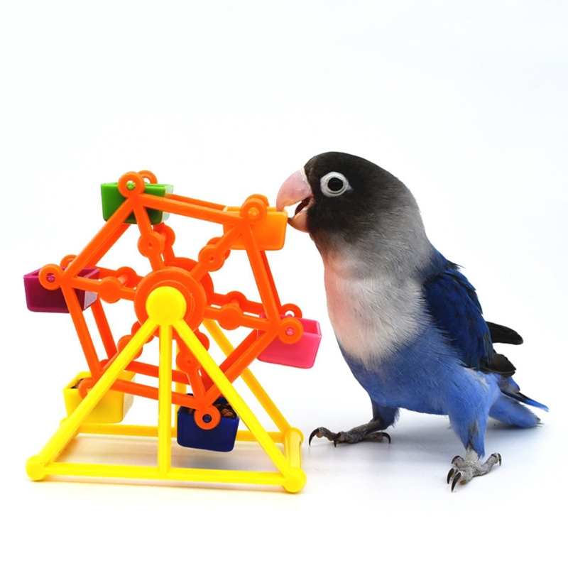 BirdsFun Foraging Toy Rotate Training Cage Colorful Pecking Windmill - Creative & Intelligent Parrot Feeder to Promote Growth.