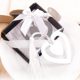 Creatieve verjaardag bruiloft gunst party geschenken dubbele hart metalen metalen bladwijzers met kwasten gratis verzending