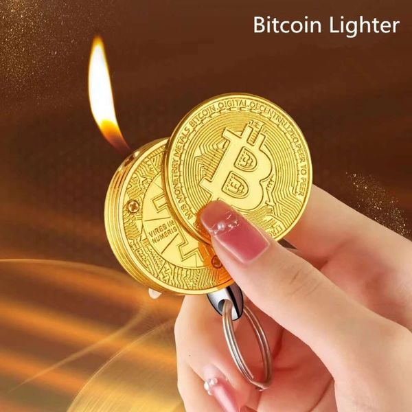 Creative Bitcoin Butane sans gaz plus léger Stock Commémoratif Coin Virtual Novely Pendange Unique Pendant ACCESSOIRES