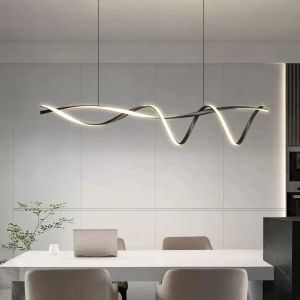 Lustres à LED moderne créatif noir pour salle à manger de cuisine îlot de cuisine décor de salle de bar nordique plafond lustre accessoires