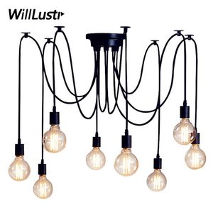 Creative Black White Cable Hanglamp Industrial Hanging Light Hotel Office Store Restaurant Booth Spider Suspension Lighting