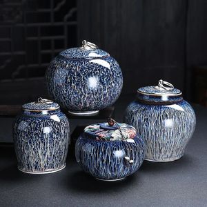 Creative bleu irrégulier en céramique thé Caddy ménage scellé pot de stockage bonbons noix pot cuisine stockage conteneur décoration de la maison 240119