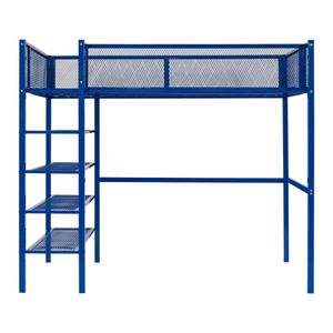 Lit loft métallique Creative Blue Twin Size, lit moderne avec étagères et stockage à 4 niveaux, de haute qualité, pour les jeunes, chambre d'enfants