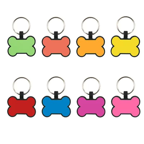 Creative Bone-Shaped Dog Tag Keychains DIY Food Grade Silicone Pet ID Card Pet Tags Porte-clés